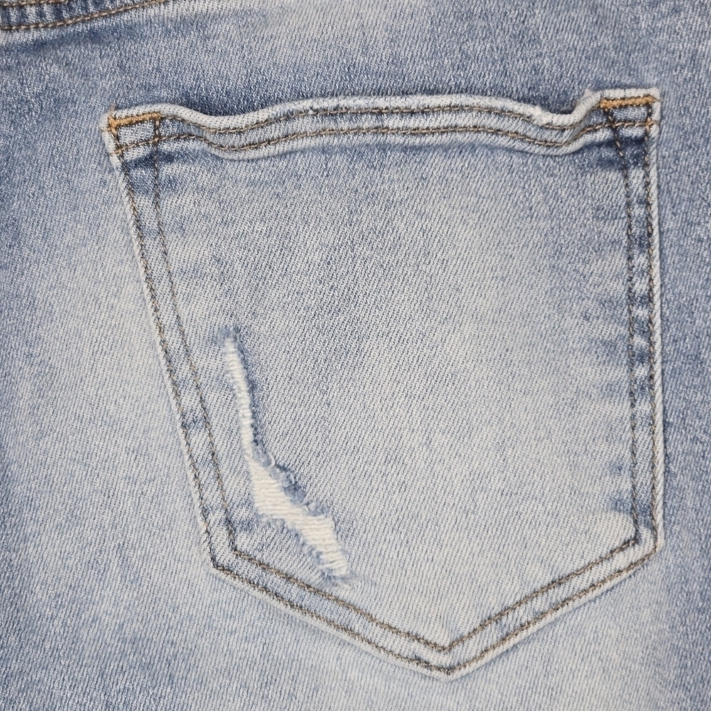 RISEN Womens High Rise Stretch Distressed Medium Wash Denim Jeans Size 15/32 - Picture 6 of 9